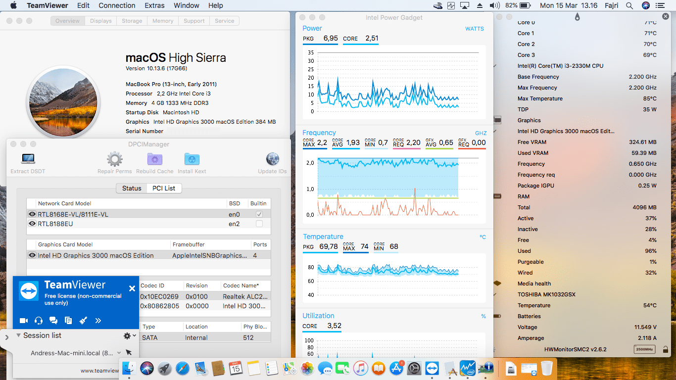 Success Hackintosh macOS High Sierra 10.13.6 Build 17G66 at Samsung NP300E4Z-S03TH